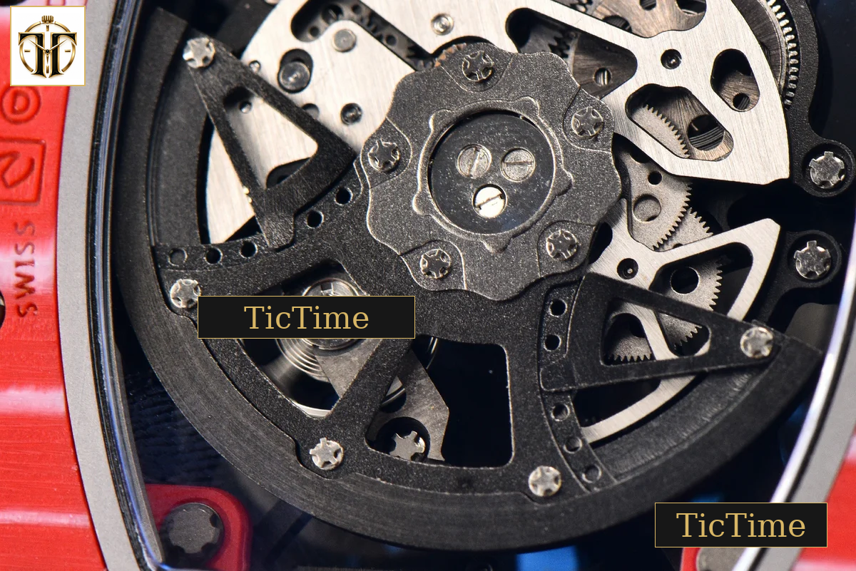 NTPT RM035-02 ZF Red Bezel Black Skeleton Dial Red Crown Black Rubber Strap V7 RMAL1 — foto 16