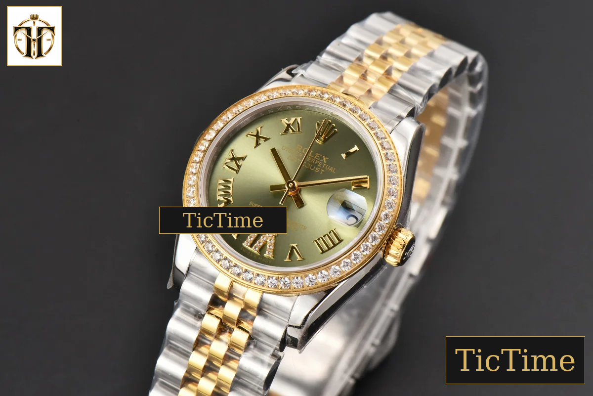 DateJust Ladies 904L 31mm WF YG/SS Diamond Green Dial Roma Marker Jubilee Bracelet A2671 — foto 4