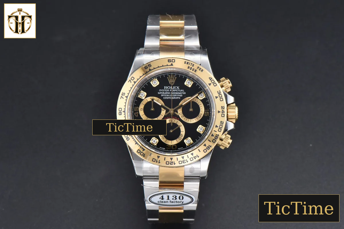Daytona 116503 40mm Clean Factory YG/SS Black Dial Diamond Marker YG/SS Bracelet A4130 — foto 3