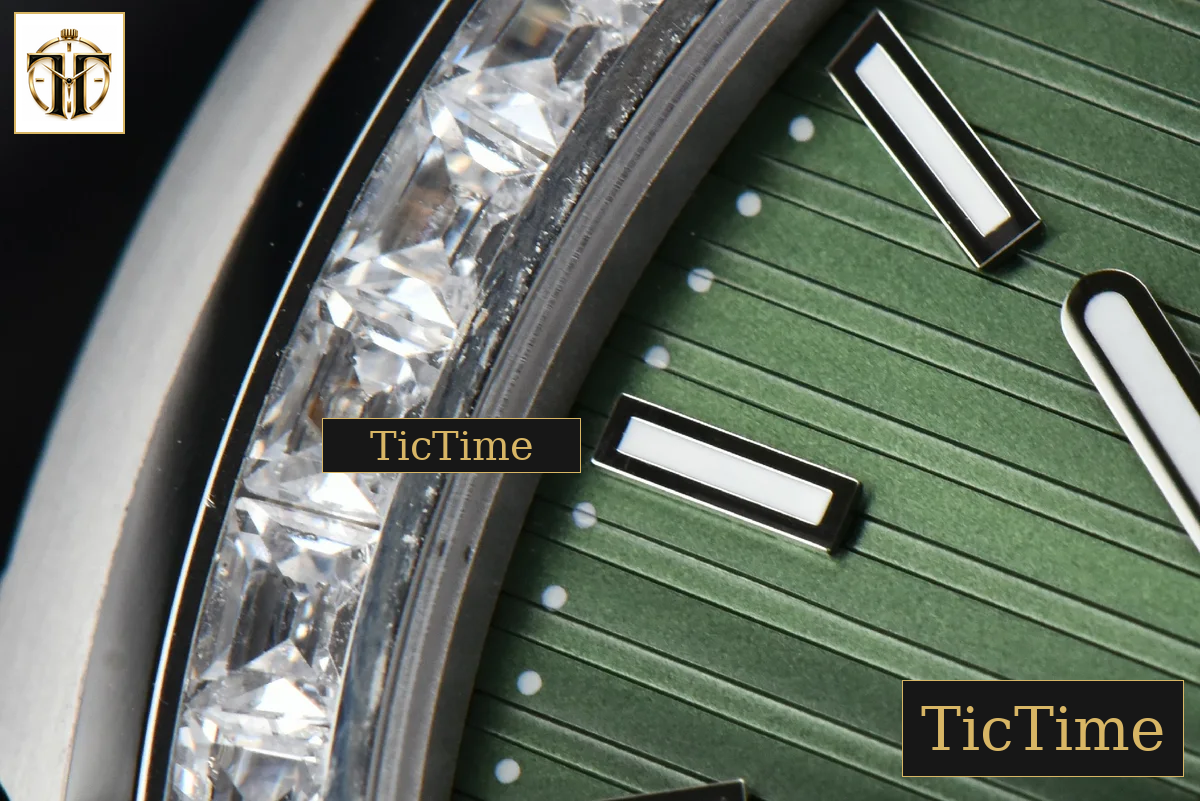 Nautilus 5711 40mm 3KF Diamond Bezel Green Dial SS Bracelet A324SC — foto 7