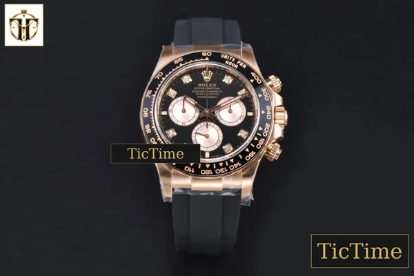 Foto frontal — Daytona 126515 40mm Clean Factory RG Black Dial RG Subdial Diamond Marker Oysterflex Strap DD4131