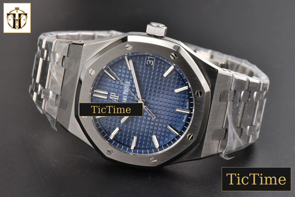 Royal Oak 15500 41mm ZF Blue Textured Dial SS Bracelet (V2 free sprung ) A4302 — foto 12
