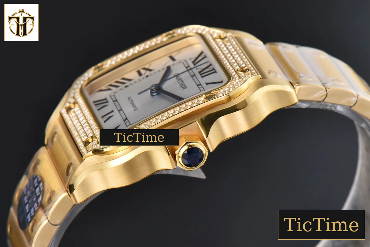 Santos de Cartier Medium 35mm BVF YG Diamond Bezel White Dial YG Bracelet Miyota 9039 — foto 12