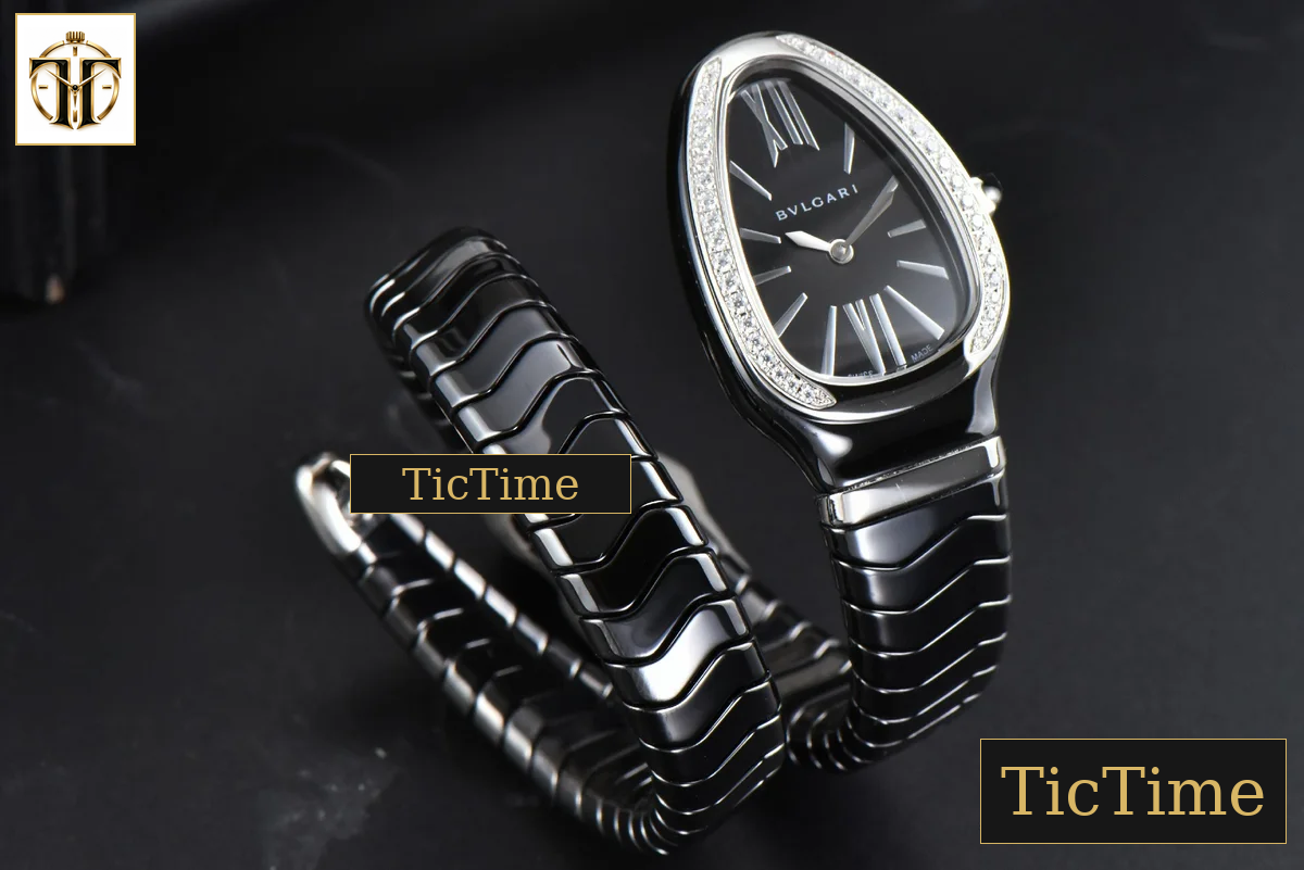 Serpenti Spiga 35mm BVF SS Black Ceramic Black Dial Diamond Bezel Quartz — foto 8