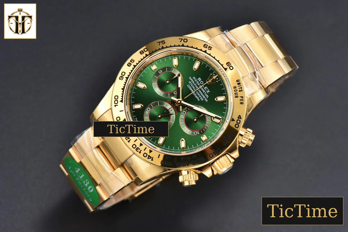 Daytona 116508 APSF YG Green Dial Lume Marker YG Bracelet SH4130 — foto 4