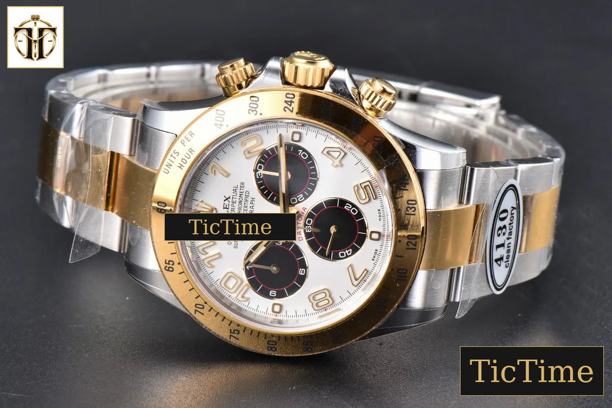 Daytona 116523 40mm Clean Factory YG/SS White Dial Black Subdials Numeral Marker YG/SS Bracelet A4130 — foto 16