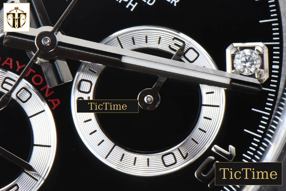 Daytona 116509 40mm Clean Factory SS Black Dial Diamond Marker SS Bracelet A4130 — foto 8