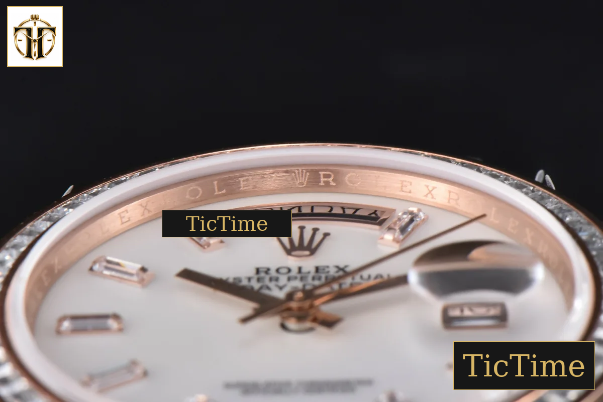 DayDate 36mm GMF RG Diamond Bezel White Dial Roman Marker President Bracelet (Tungsten) A2836 — foto 14