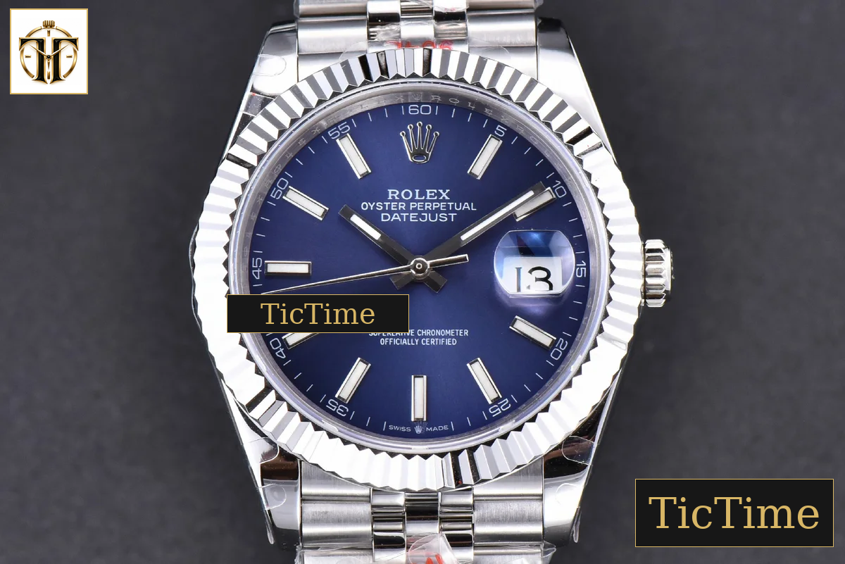 Datejust 41mm GMF SS Blue Dial Lume Marker Fluted Bezel Jubille Bracelet VR3235 — foto 2