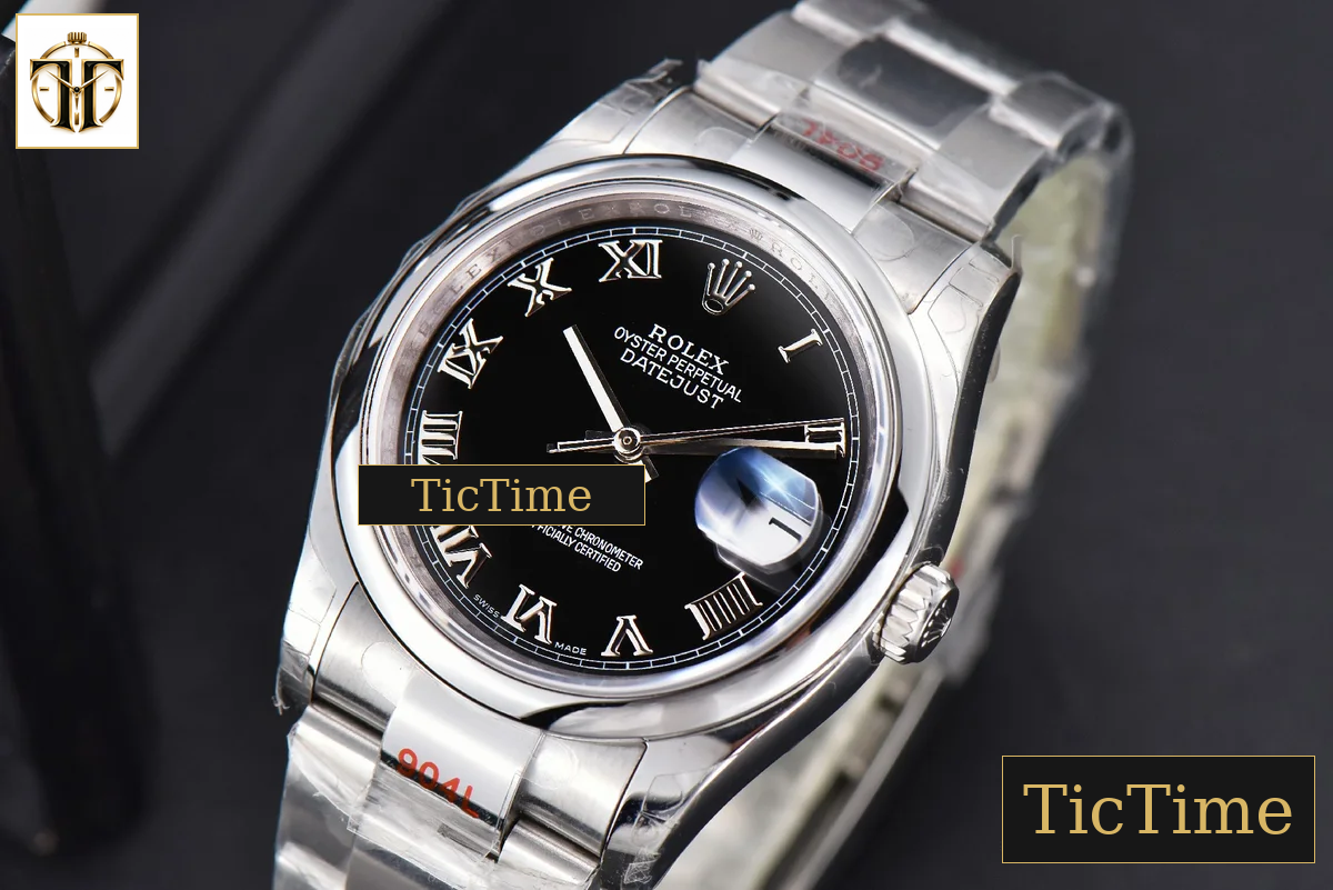 DateJust 36mm GMF SS Smooth Bezel Black Dial Roma Marker Oyster Bracelet VR3235 — foto 4