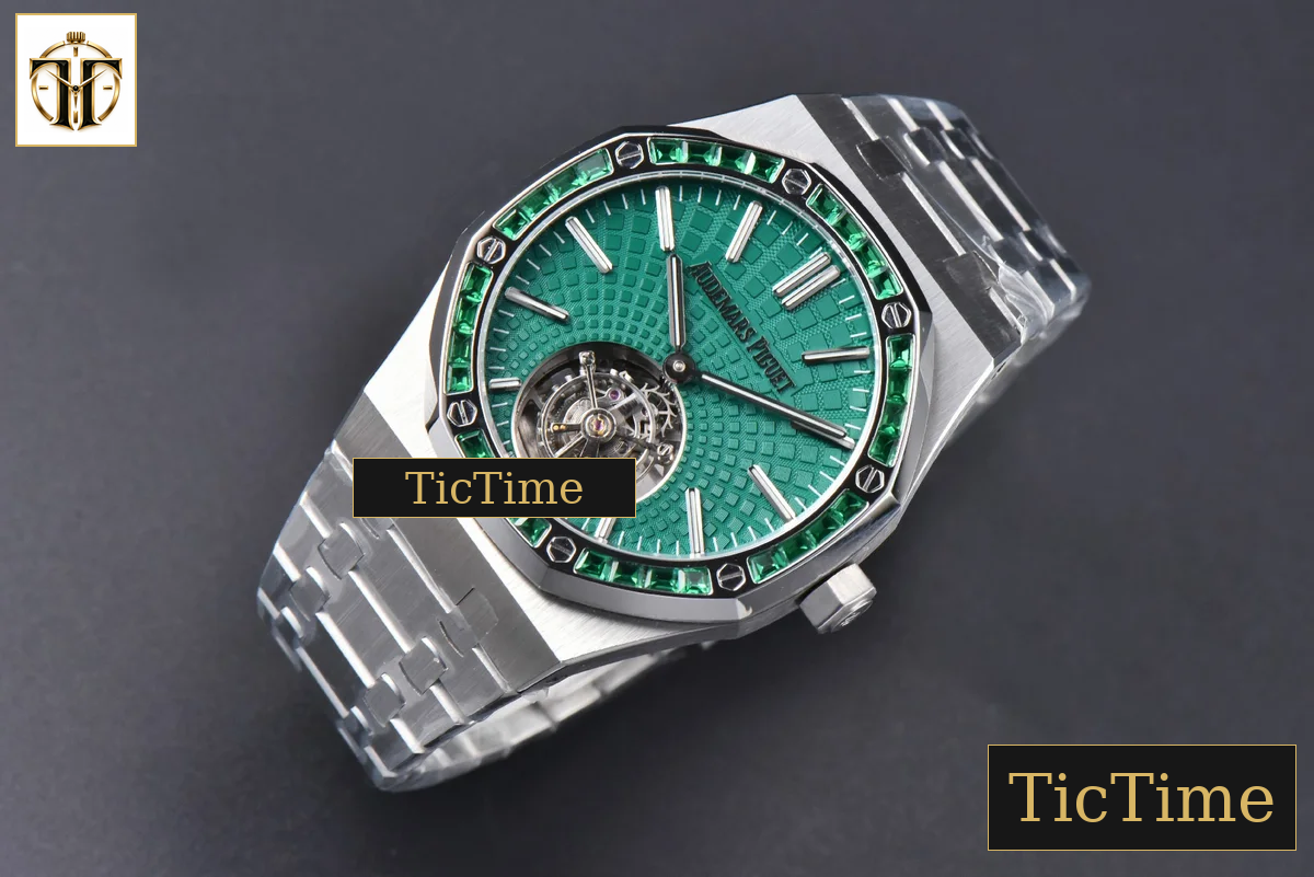 Royal Oak Tourbillon 41mm R8F Diamond Bezel Green Dial SS Bracelet Flying Tourb V2 — foto 3