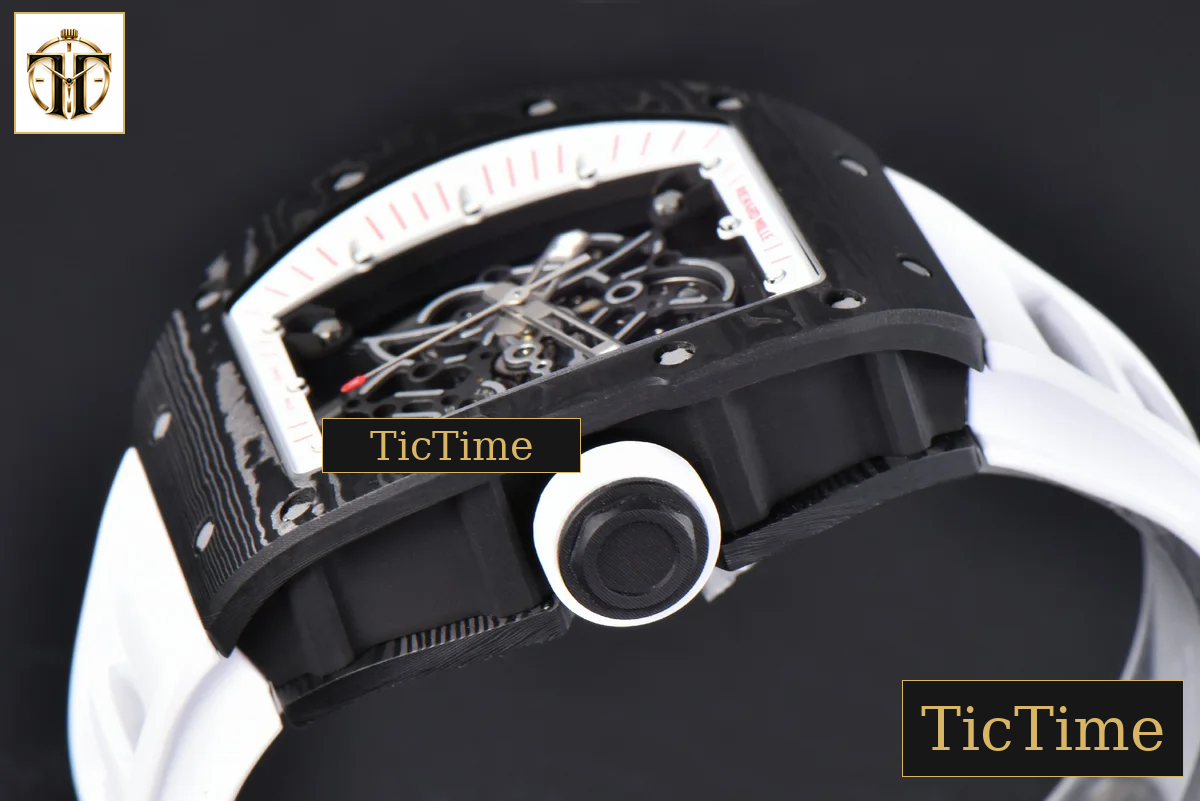 NTPT RM055 43mm ZF White/Pink Bezel White Crown White Rubber Strap V6 RMUL2 — foto 13