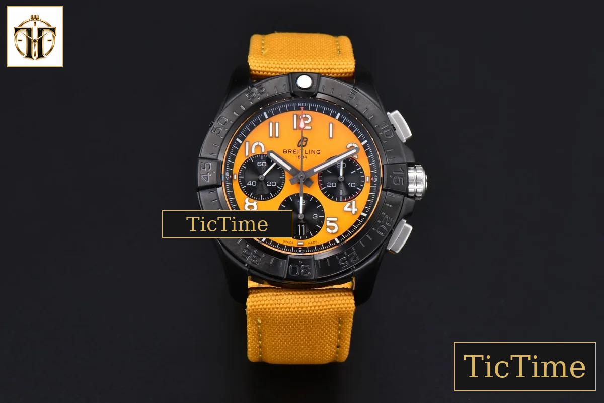 Avenger Chronograph 44mm BLSF Black PVD Orange/Black Dial Orange Nylon Strap A7750 — foto 3