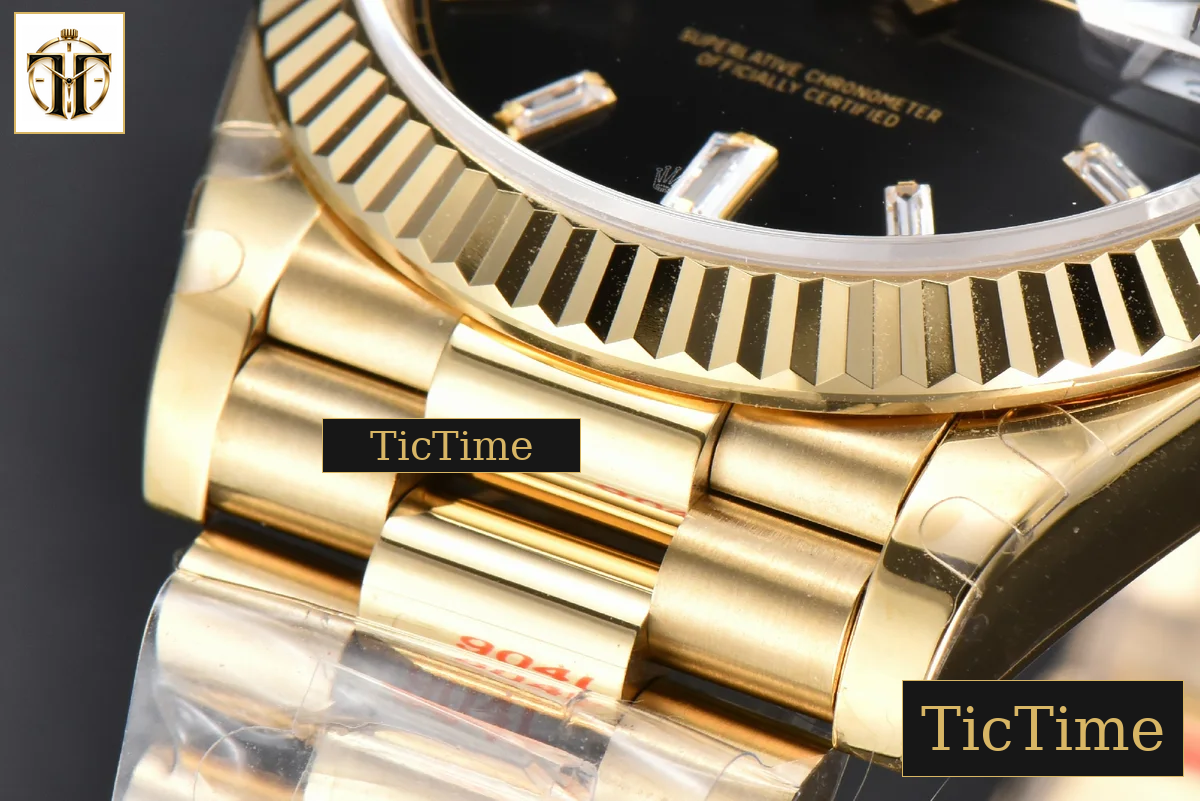DayDate 40mm GMF YG Black Dial Diamond Marker President Bracelet A3235 — foto 10