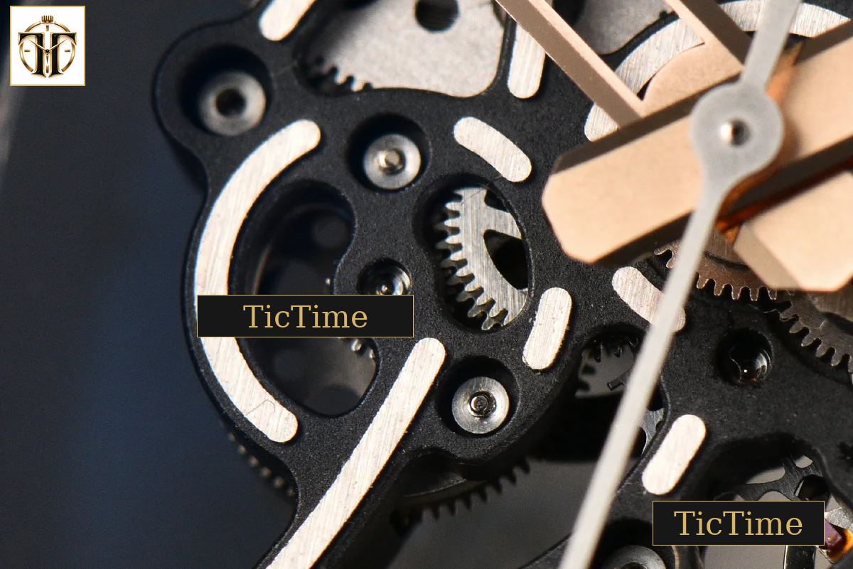 RM055 42.7mm ZF Ceramic Black Bezel Gold Skeleton Dial Black Crown Black Rubber Strap RMUL2 — foto 9