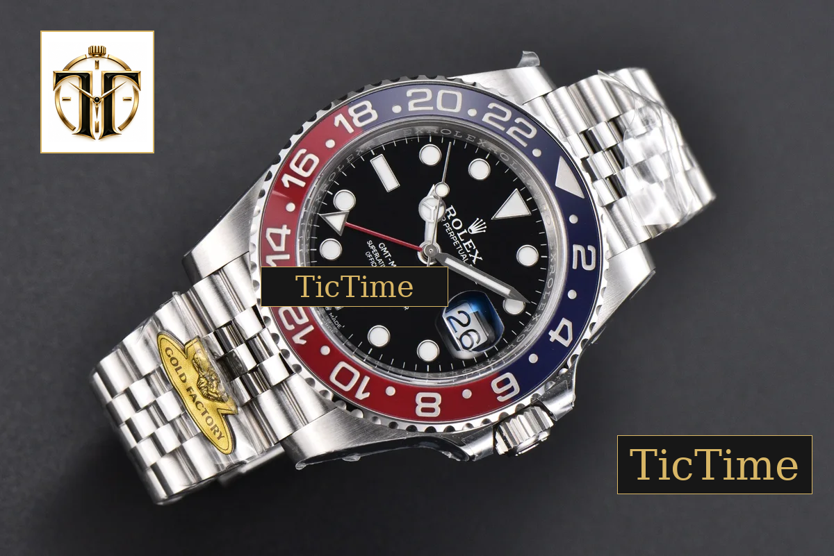 GMT Master BLRO Pepsi 126710 Gold Factory Red/Blue Bezel Jubilee Bracelet V4 — foto 4