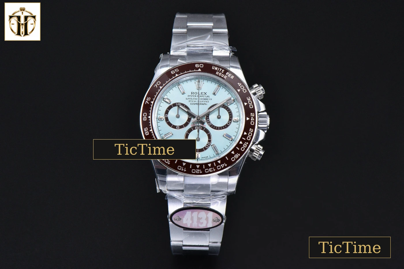 Vista frontal — Daytona UFO 904L 126506 40mm UF Ice Blue Crystal Dial Diamond Markers SS Braclet (Free Sprung) UF4131
