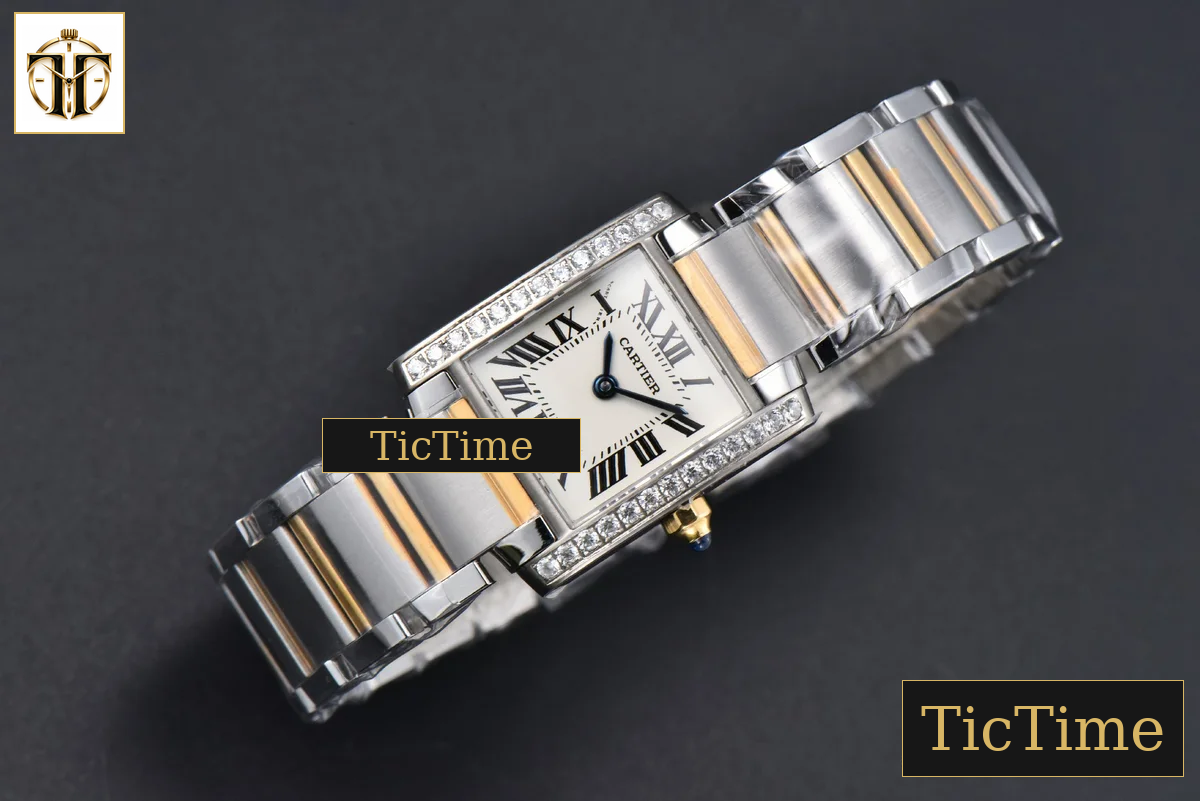 Tank Francaise Small 25.7mmx21.2mm 8848F Diamond YG/SS Bracelet Quartz — foto 4