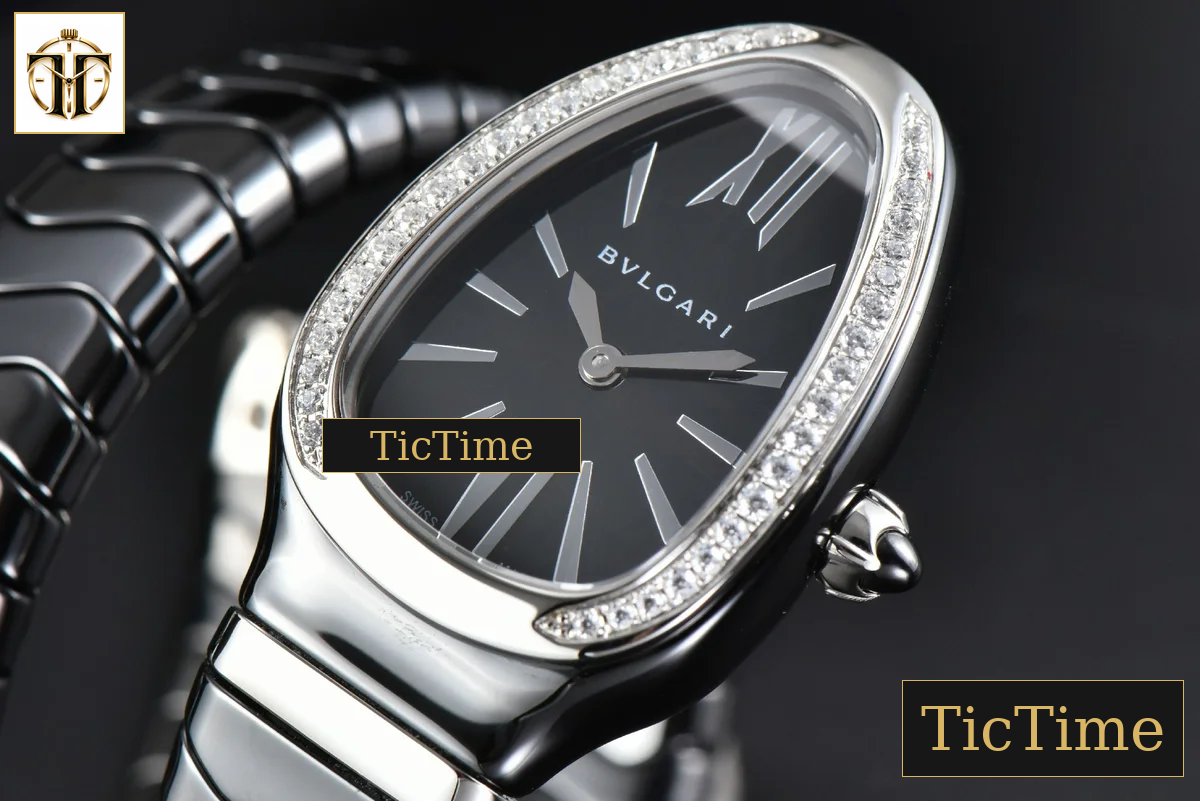 Serpenti Spiga 35mm BVF SS Black Ceramic Black Dial Diamond Bezel Quartz — foto 4