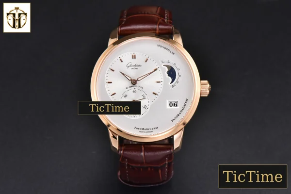 Foto frontal — Panomatic Lunar 40mm APSF RG White Dial Brown Leather Strap A23J