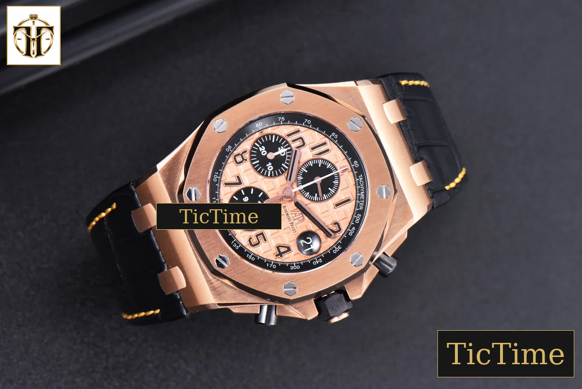 Royal Oak Offshore 26470OR 44mm JF RG YG Dial Black Subdial Black Leather Strap A3126 — foto 4