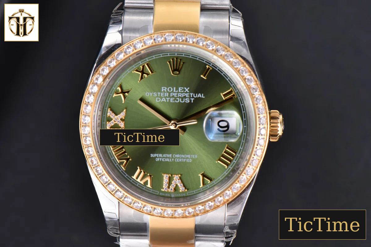 DateJust 36mm EWF SS/YG Green Dial Diamond Roma Marker Diamond Bezel Oyster Bracelet A3235 — foto 10