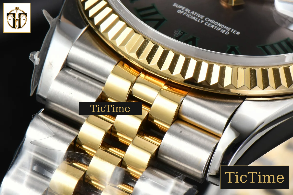 DateJust 36mm BPF YG/SS Wimbledon Gray Dial Green Roma Marker Jubilee Bracelet A2824 — foto 14