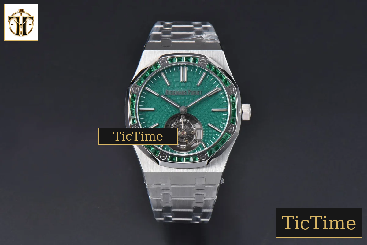 Royal Oak Tourbillon 41mm R8F Diamond Bezel Green Dial SS Bracelet Flying Tourb V2 — foto 2
