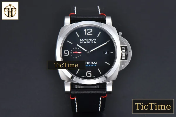 Foto frontal — PAM732 44mm TTF Black Dial Black Leather Strap P9010