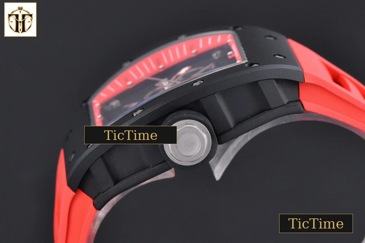 RM055 42.7mm APSF Ceramic Black Bezel Red Skeleton Dial Black Crown Red Rubber Strap RMUL2 — foto 13