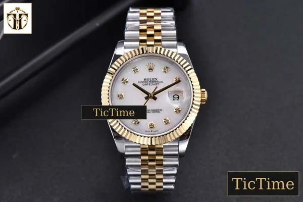 Foto frontal — Datejust 41mm GMF YG/SS White Dial diamond Marker Fluted Bezel Jubille Bracelet VR3235