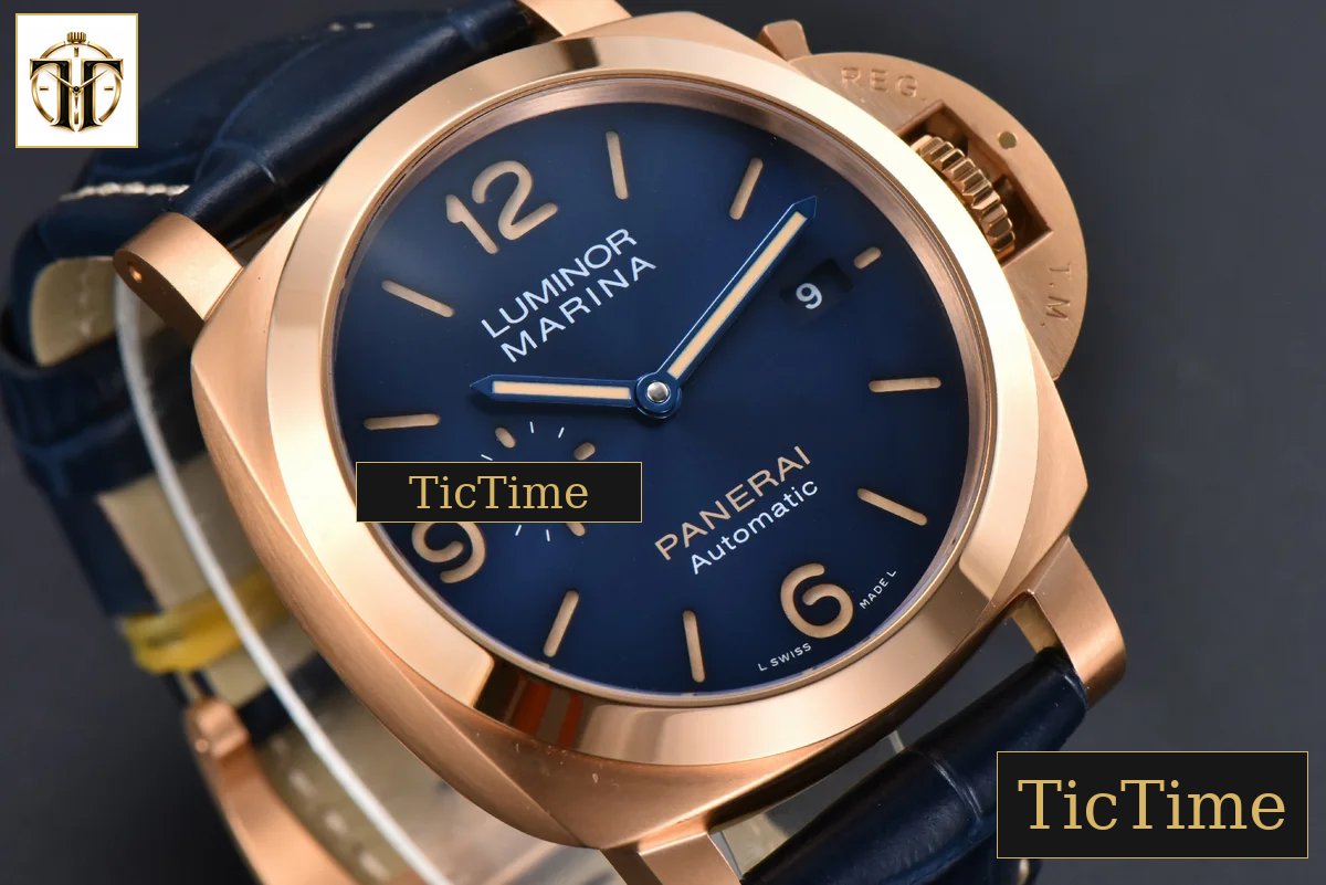 PAM1114 44mm TTF RG Blue Dial Blue Leather Strap P9010 — foto 13