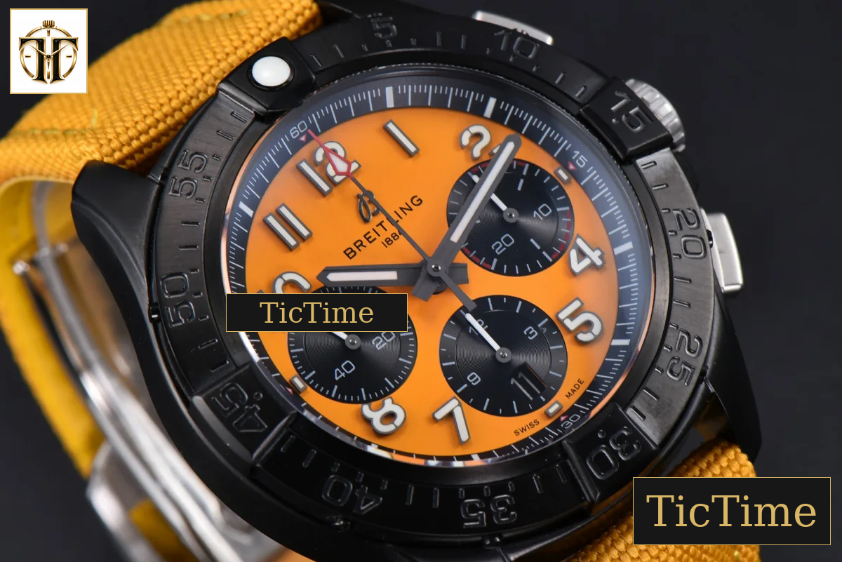 Avenger Chronograph 44mm BLSF Black PVD Orange/Black Dial Orange Nylon Strap A7750 — foto 13