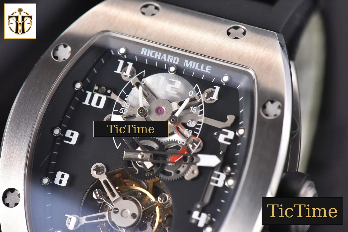 Tourbillon RM001 47mm JBF SS Black Skeleton Dial Black Rubber Strap — foto 5