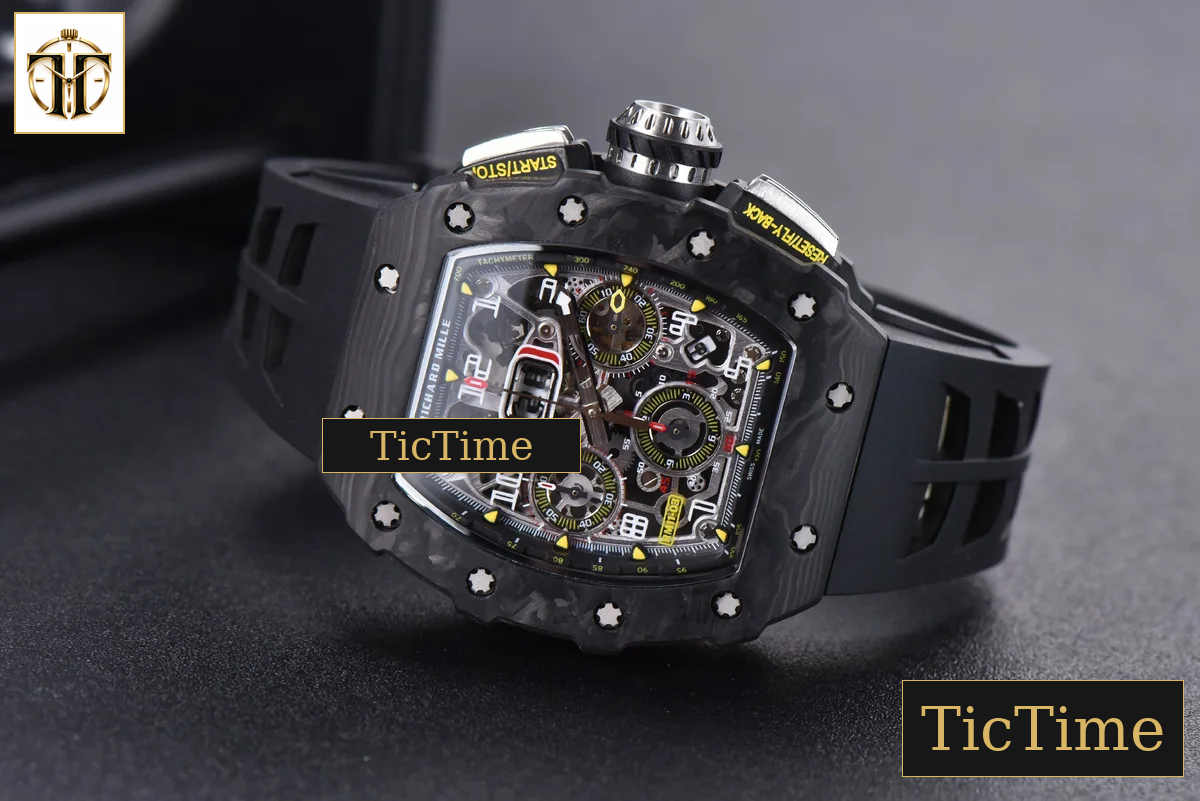 NTPT Chrono RM011 KVF Skeleton Dial Black Rubber Strap V2 A7750 — foto 14