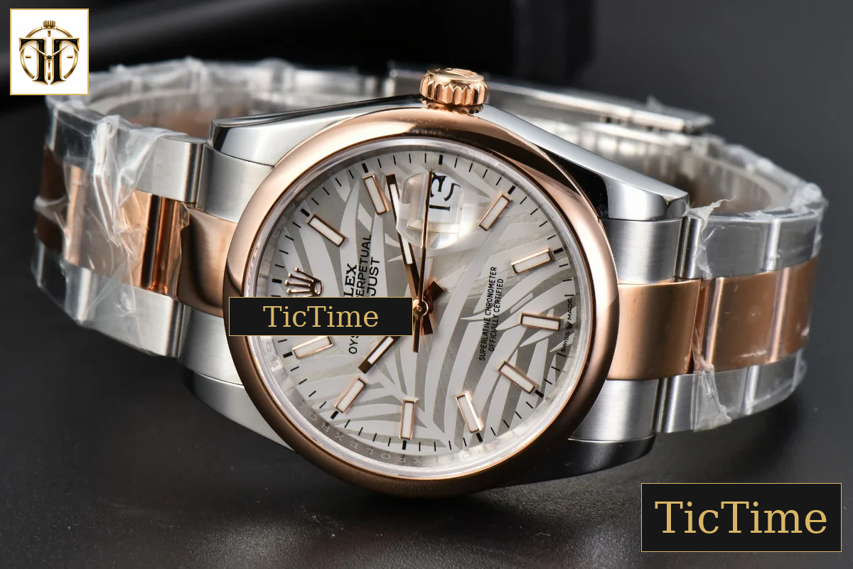 Datejust 36mm BPF RG/SS Smooth Bezel Silver Plam Dial Oyster Bracelet A2824 — foto 15