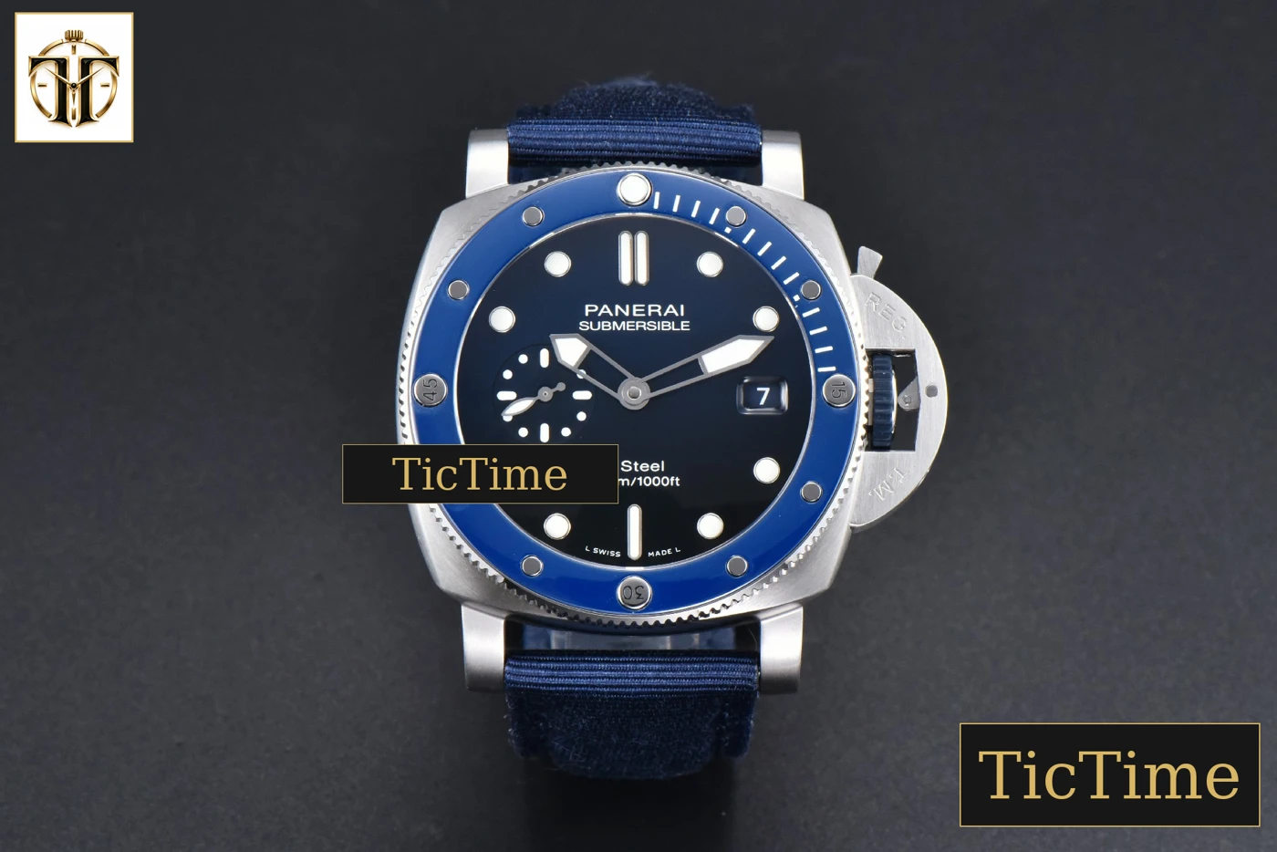 Vista frontal — Sub Quaranta PAM1289 44mm VSF Blue Dial Blue Nylon Strap P900