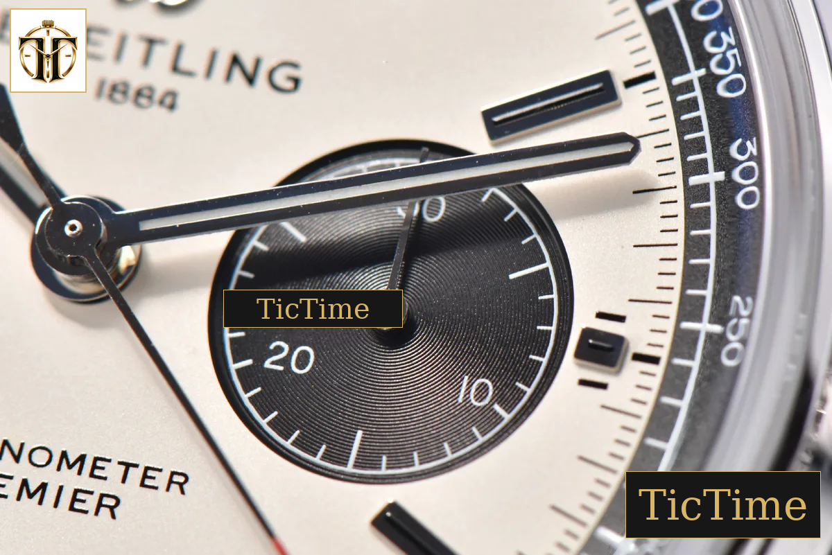 Premier B01 Chrono 42mm GF White Dial Black Subdial Black Leather Strap A7750 — foto 10