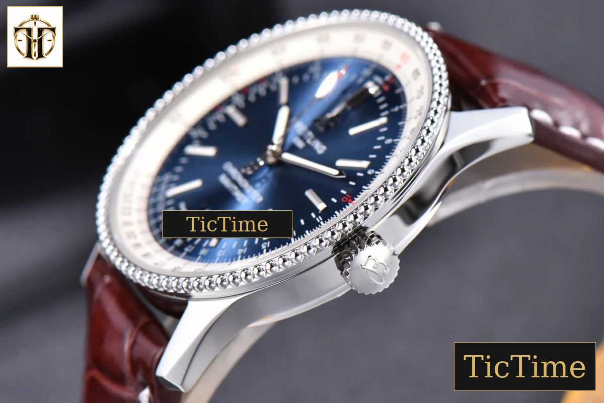 Navitimer 41mm TF SS Blue Dial White Bezel Brown Leather Strap A2824 — foto 9