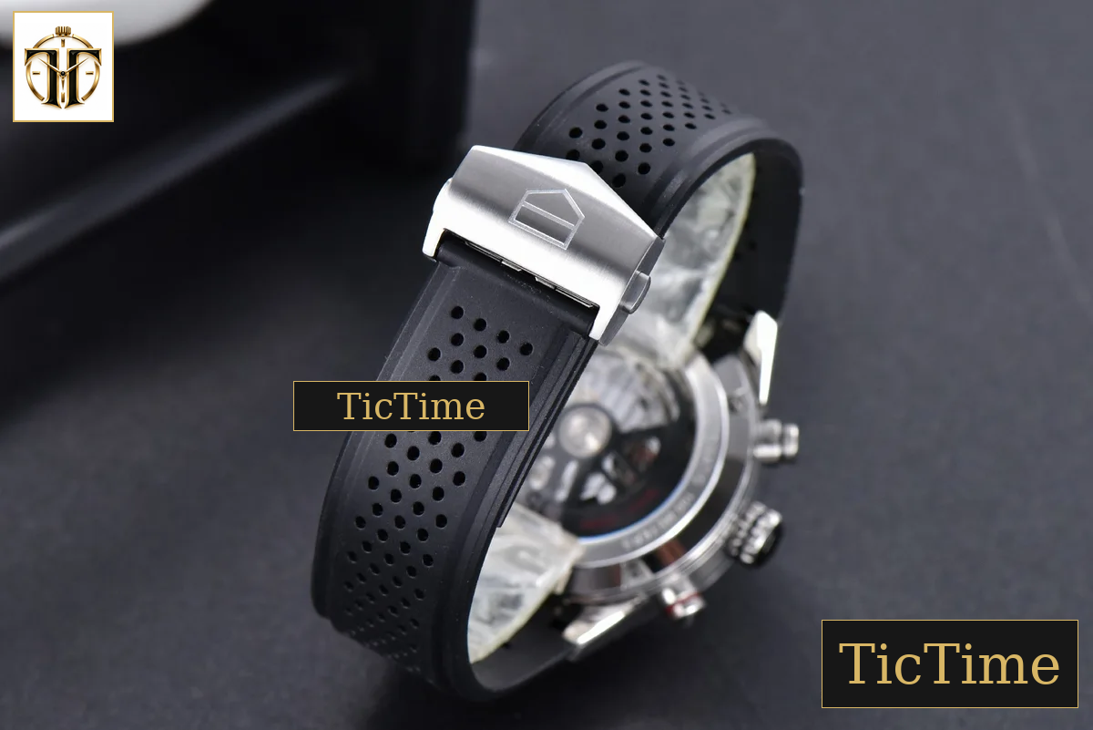 Calibre Heuer 01 Chrono 45mm XF PVD Skeleton Black Dial Black Rubber Strap A1887 — foto 25