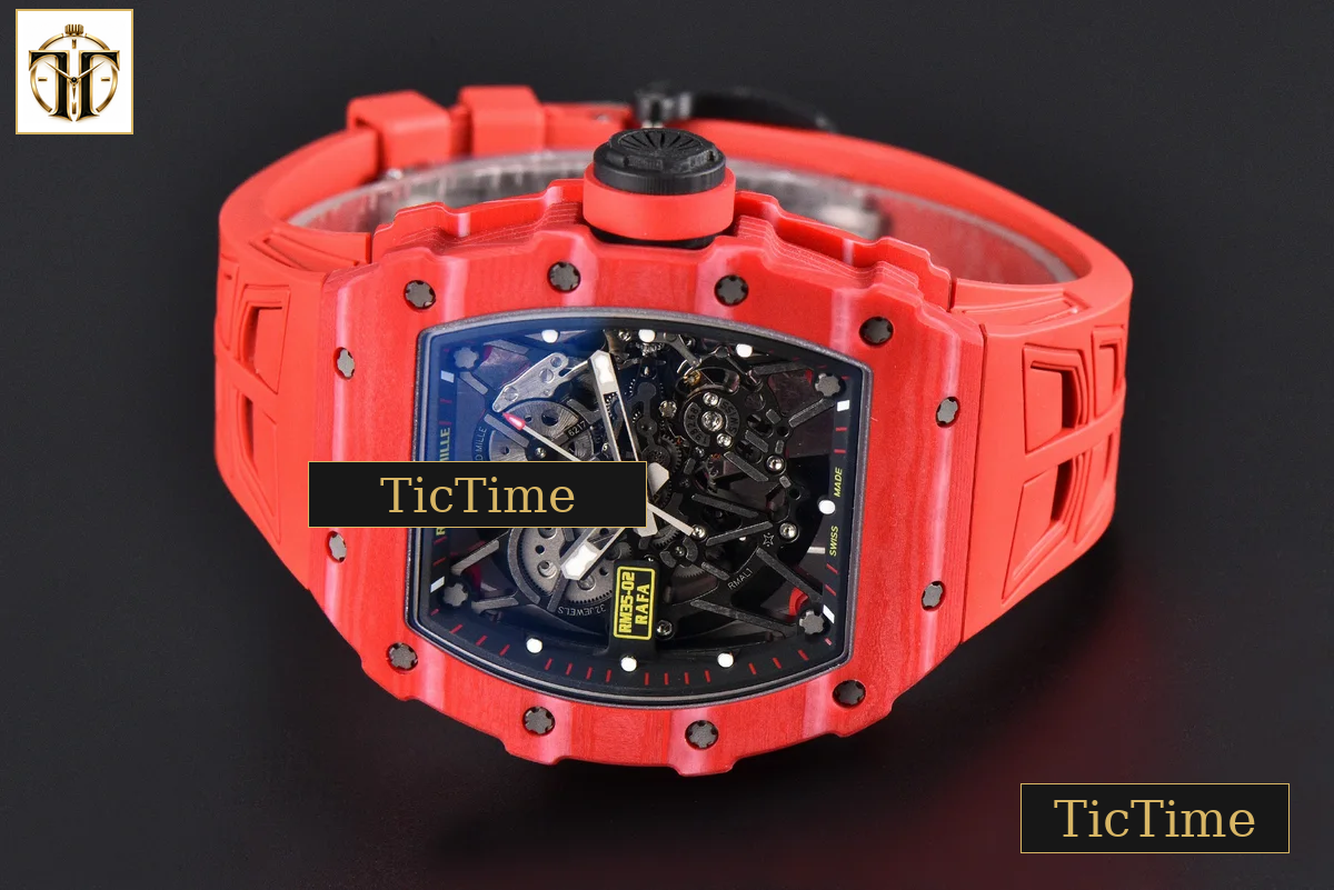 NTPT RM035-02 ZF Red Bezel Black Skeleton Dial Red Crown Red Rubber Strap V7 RMAL1 — foto 15