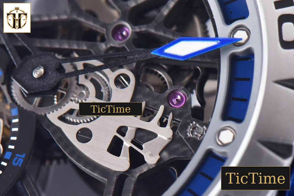 Excalibur Sports Tourbillon 46mm JBF Titanium Skeleton Dial Blue Crown Blue Rubber Strap — foto 7