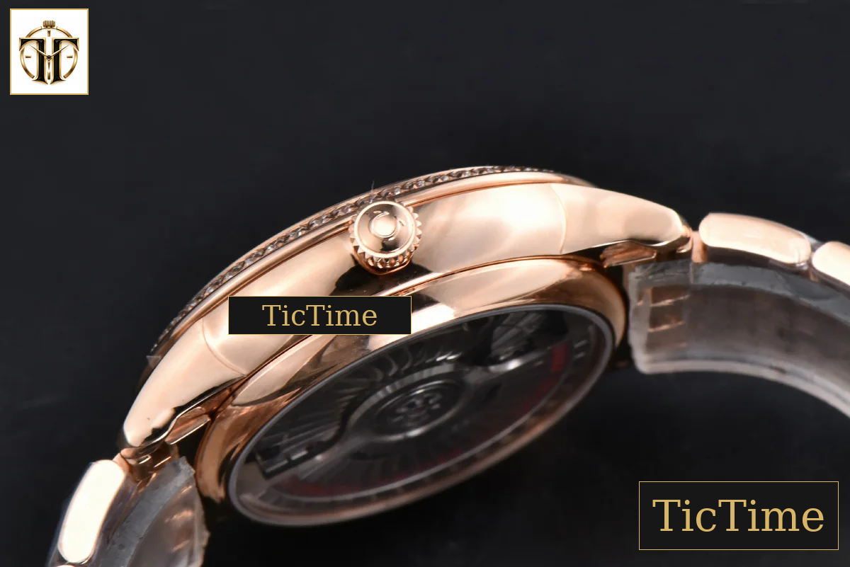 De Ville Ladies Prestige 34mm VSF White Diamond Bezel Purple Dial Diamond Roman Marker RG Bracelet A8800 — foto 13