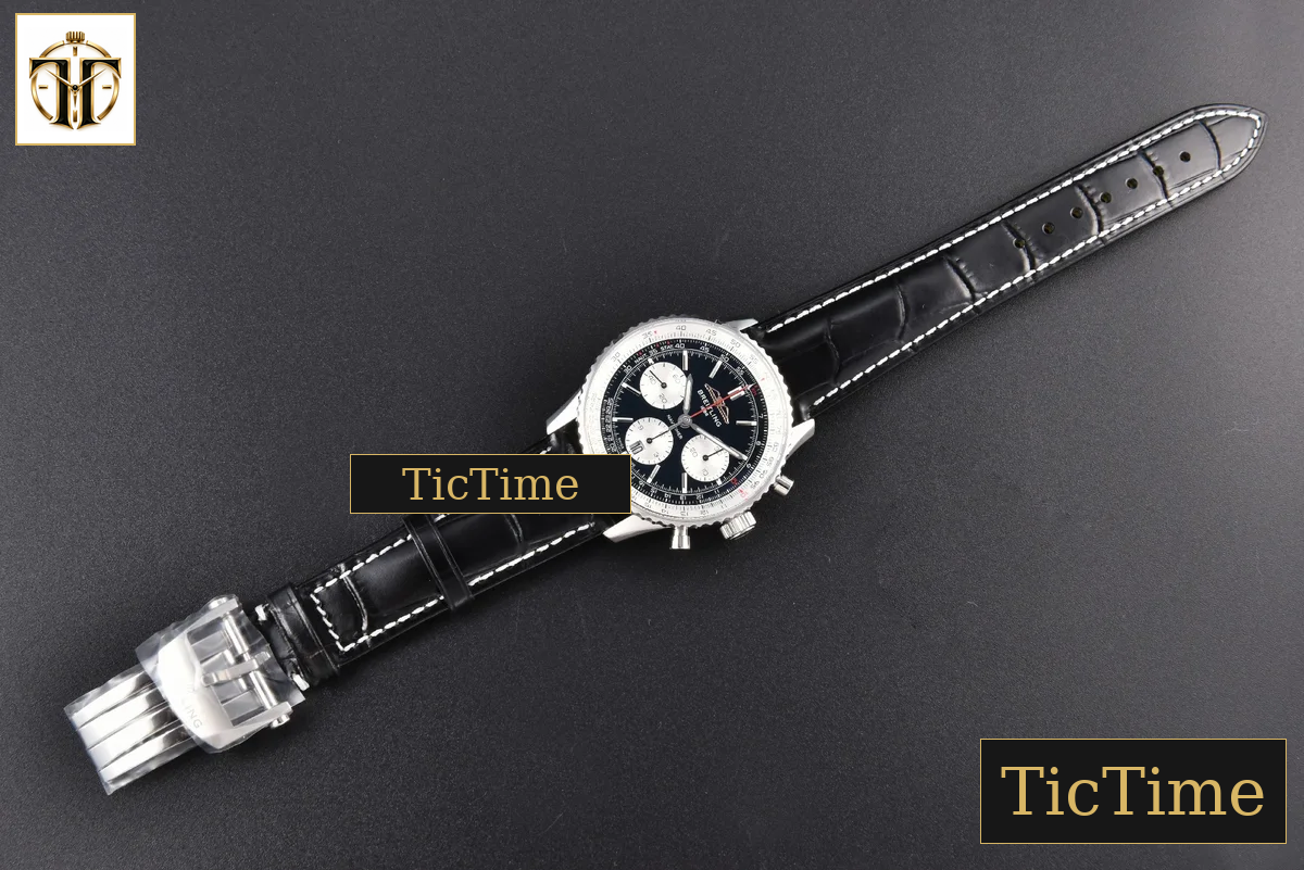 Navitimer B01 43mm BLSF Black Dial Black Leather Strap A7750 — foto 29