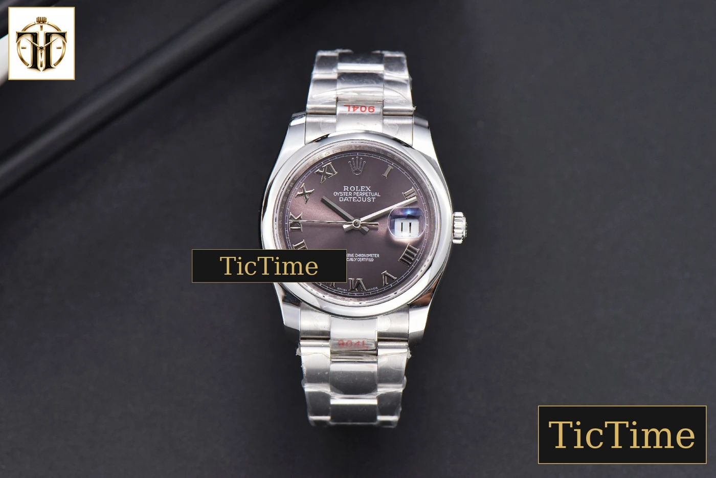 Vista frontal — DateJust 36mm GMF SS Smooth Bezel Silver Dial Roma Marker Oyster Bracelet VR3235