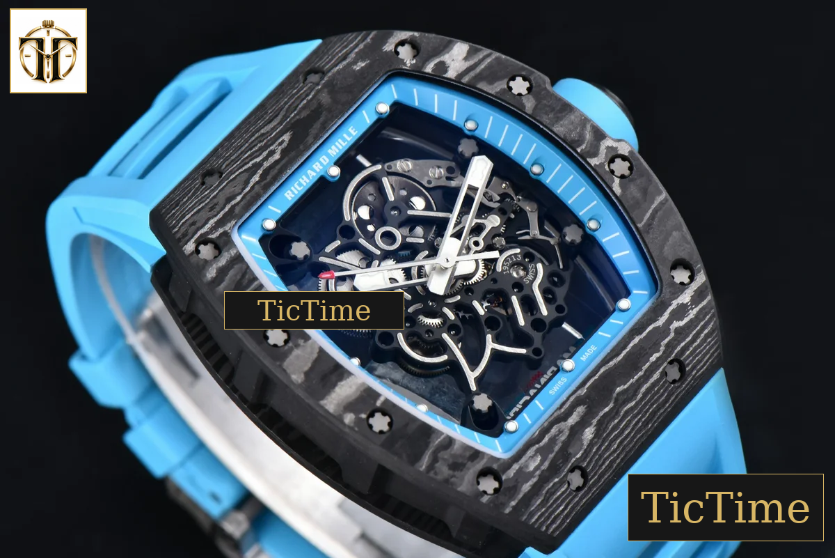 NTPT RM055 42.7mm APSF Blue Skeleton Dial Black Bezel Blue Crown Blue Rubber Strap RMUL2 — foto 13