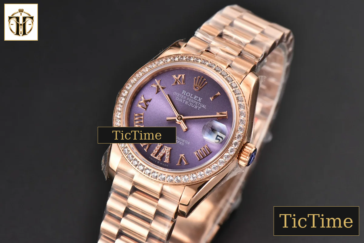 DateJust Ladies 904L 31mm WF RG Diamond Purple Dial Diamond Roma Marker Oyster Bracelet A2671 — foto 4
