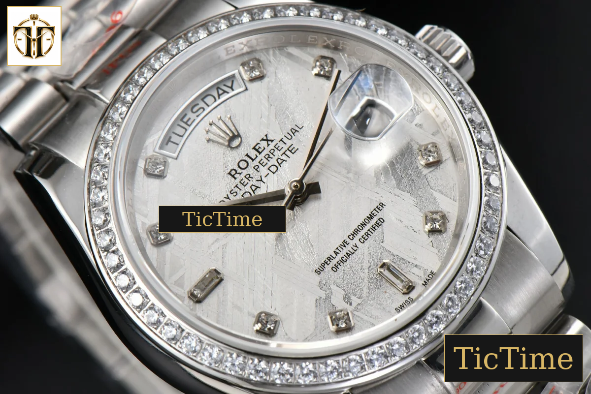 Daydate 36mm GMF Diamond Meteorite Dial Diamond Marker SS Bracelet A3235 — foto 12