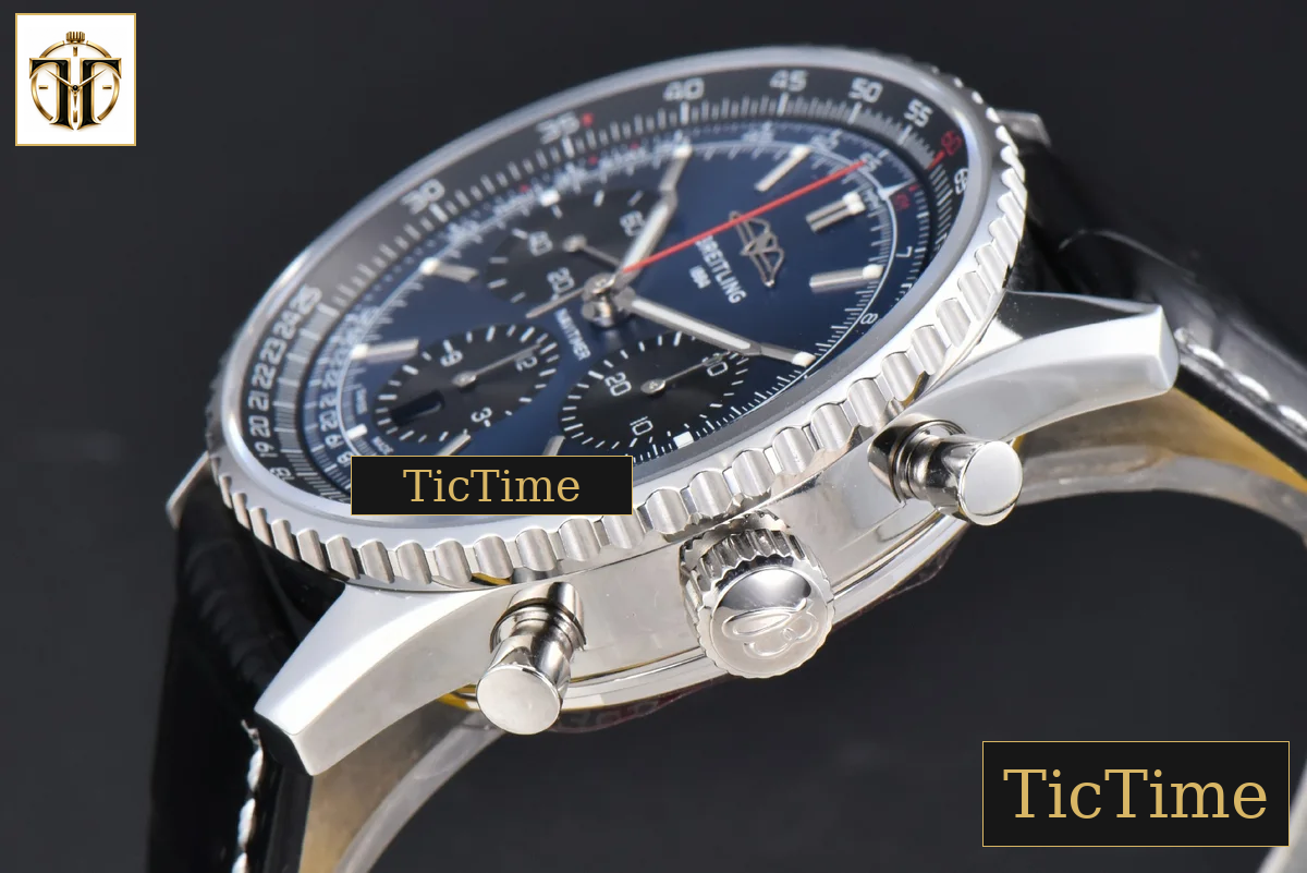 Navitimer B01 43mm BLSF Blue Dial Black Leather Strap A7750 — foto 11