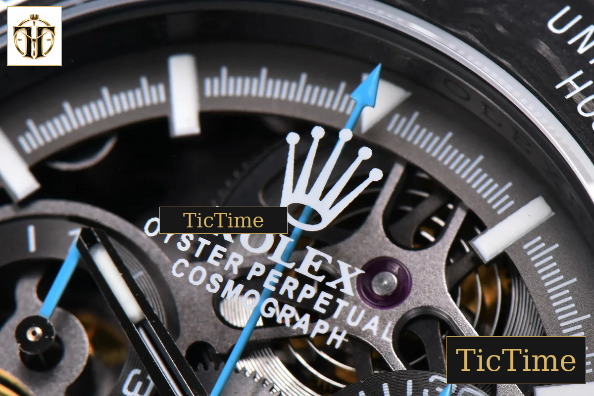 Daytona Montoya Carbon Fiber 40mm DIWF Skeleton Dial Blue Hand Black Nylon Strap 4130 — foto 6